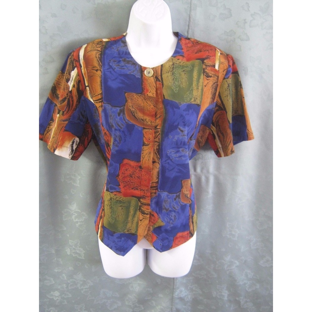 Vintage 80's Che Studio Abstract Career Shell Blouse Size Medium Made in USA